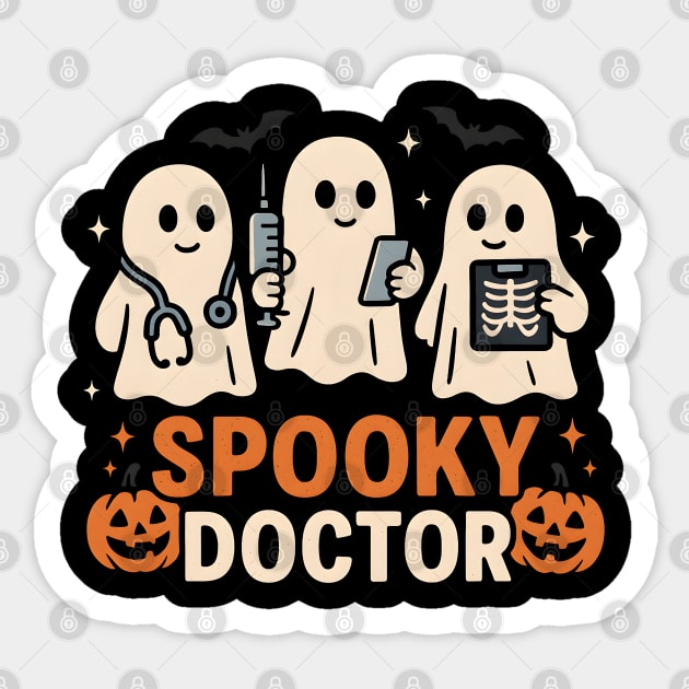 Spooky Doctor Ghosts Halloween Graphic | Retro Medical Artwork Sticker by MakerMind8.2